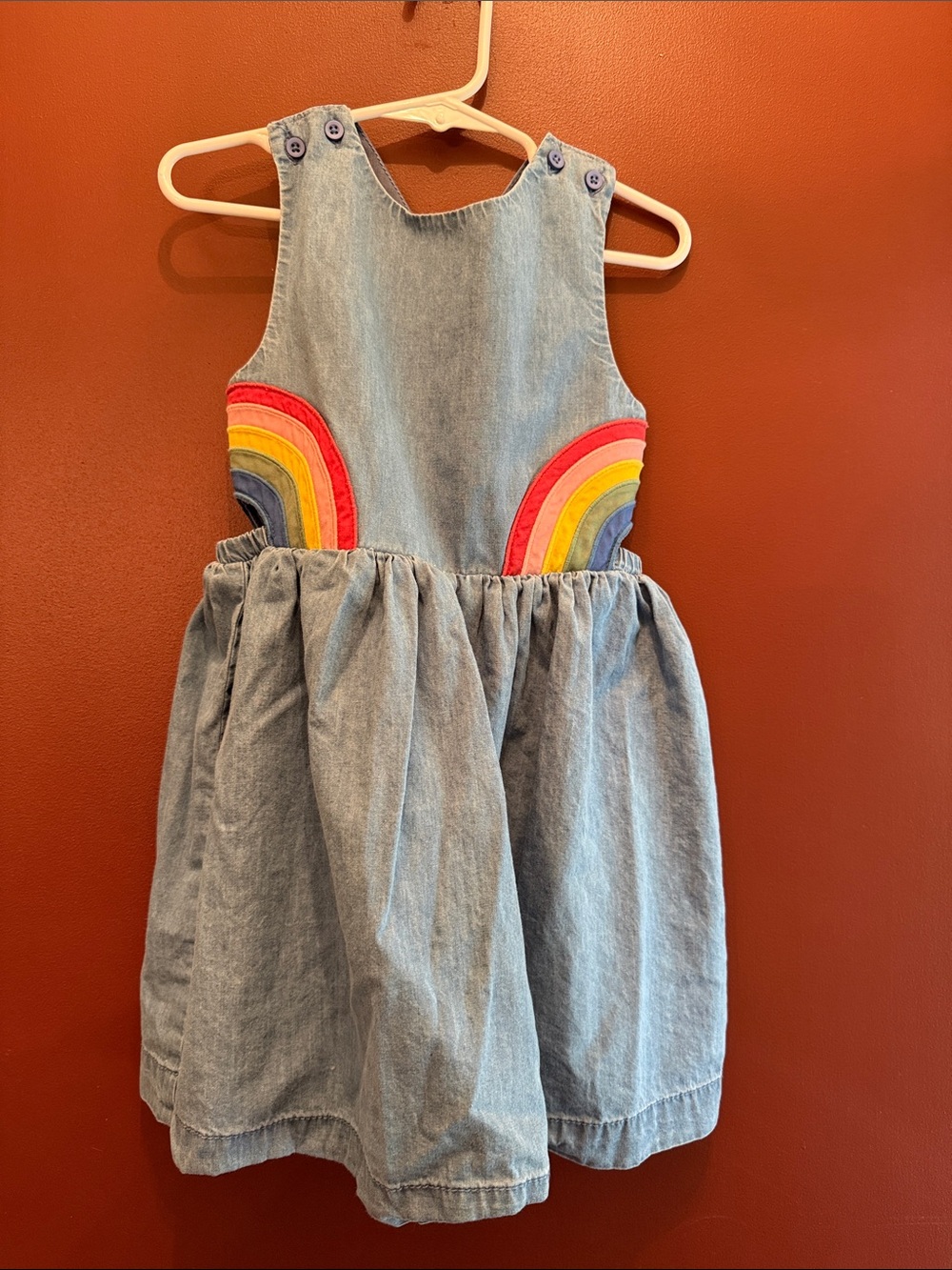 Mini Boden - Denim Rainbow Pinafore Dress for Kids